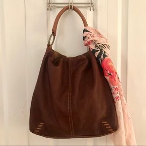 Lucky Brand Slouch Topstitch Hobo Leather Bag